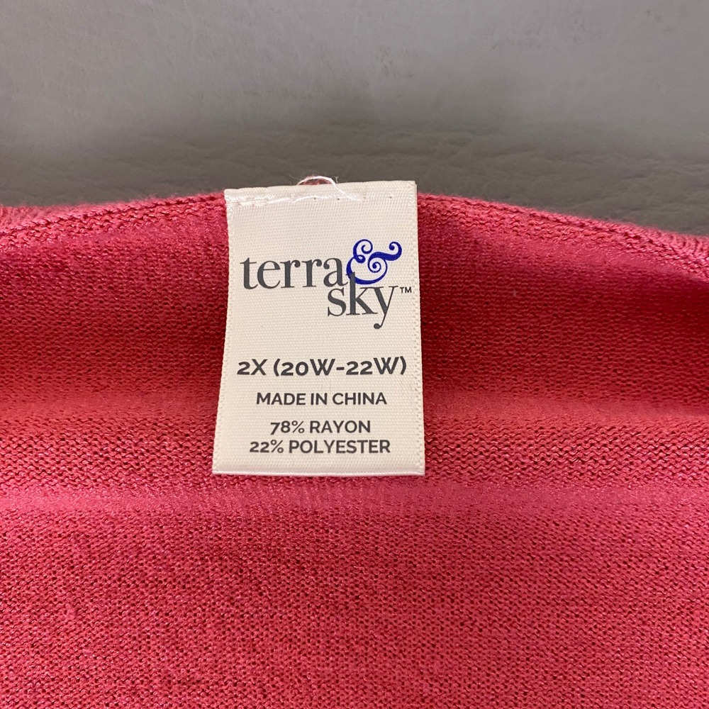 Terra & Sky Cardigan Plus 2X 20W-22W Rose Dust Pink Open Front Draped Sweater - Picture 4 of 10